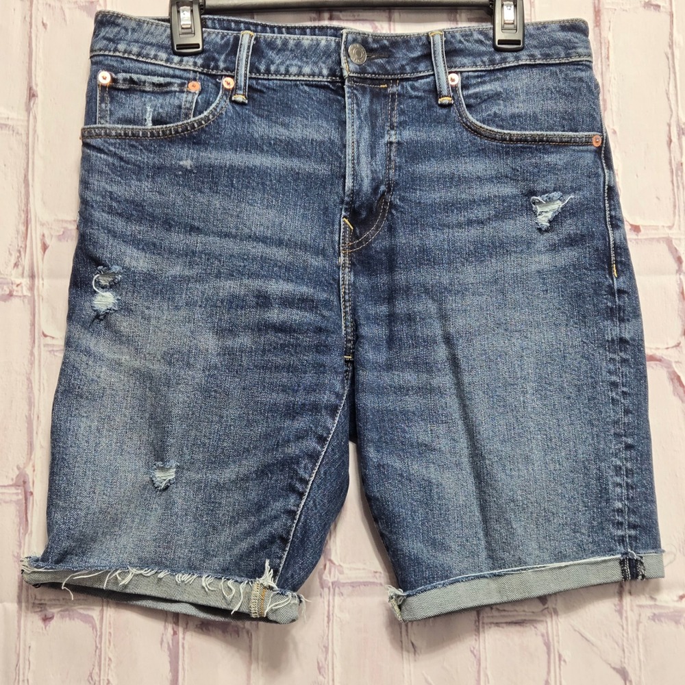 American Eagle Denim Shorts Blue Distressed Flex Jean Cutoff Casual Mens 32